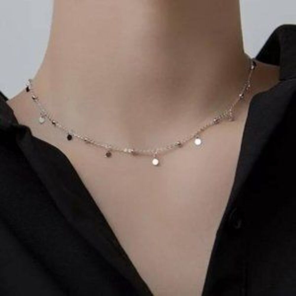 *NEW 925 Sterling Silver Coin Disc Bead Necklace